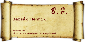 Bacsák Henrik névjegykártya