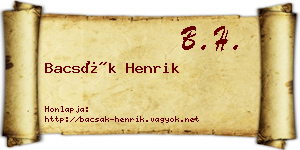 Bacsák Henrik névjegykártya